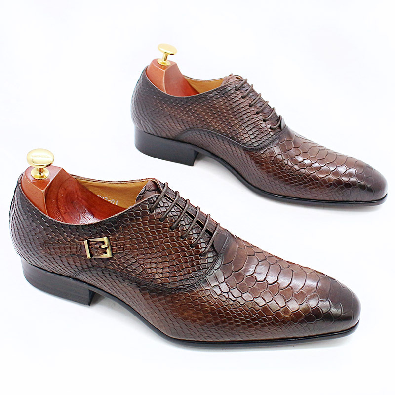 Men's Genuine Leather Snake Leather Shoes 2021 New Business Dress Shoes Men's Factory Direct Sales Cross-border E-commerce Exclusively
