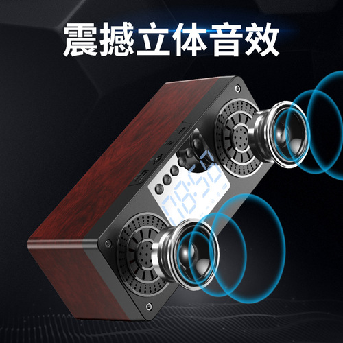 A10 Wireless Wooden Clock Bluetooth Speaker USB Flash Drive Portable Sound System Dual Speakers New Product Gift 