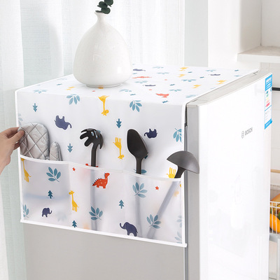 PEVA冰箱盖布防尘罩冰箱挂袋收纳袋防尘布布艺收纳袋家用单开门