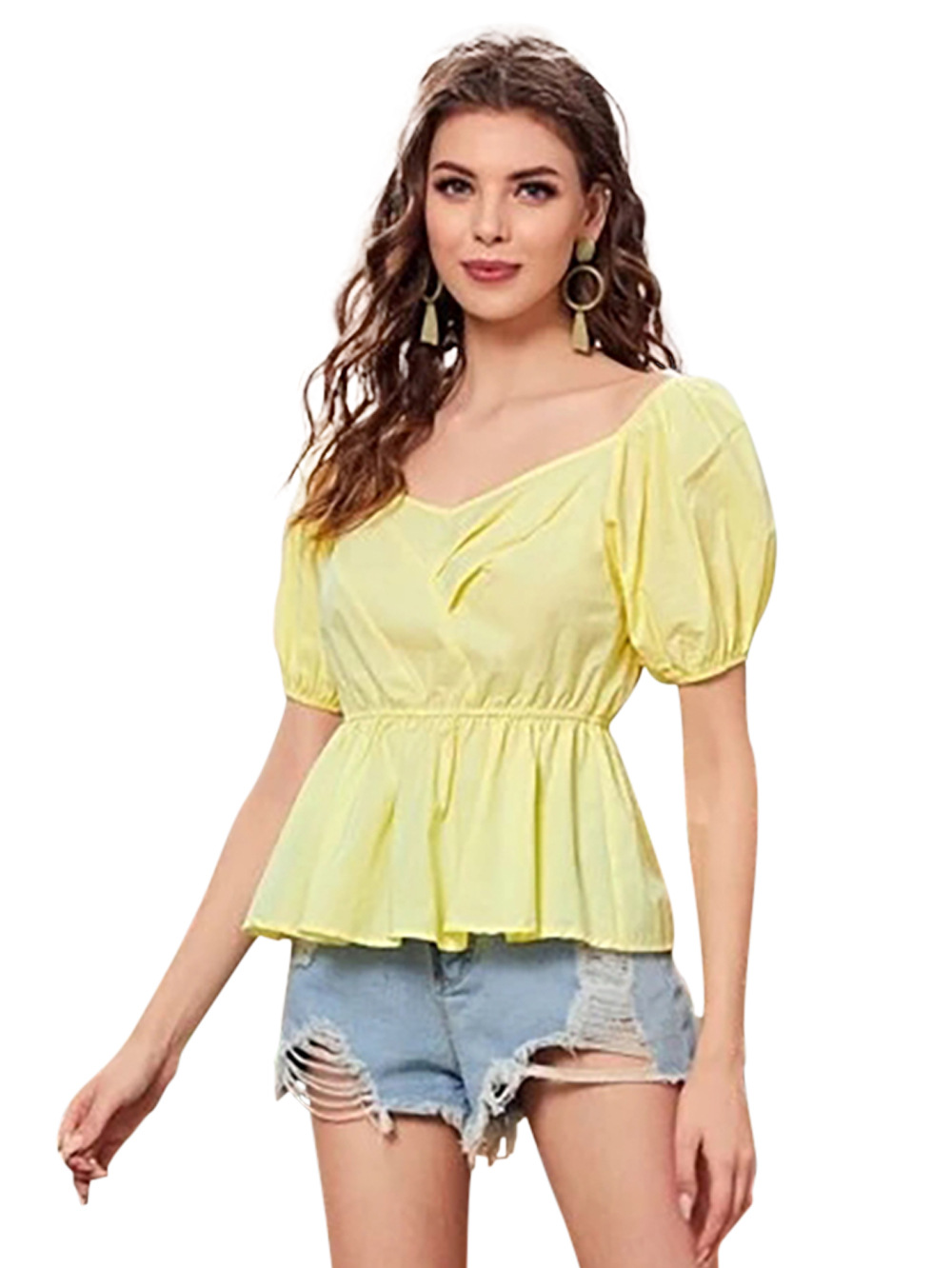 summer new shirt waist clavicle shoulder jacket pullover sweet shirt  NSDF391