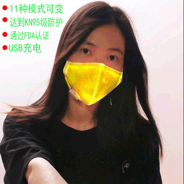 亚马逊热销万圣节led发光口罩带呼吸阀防尘面罩节日酒吧派对道具|ru