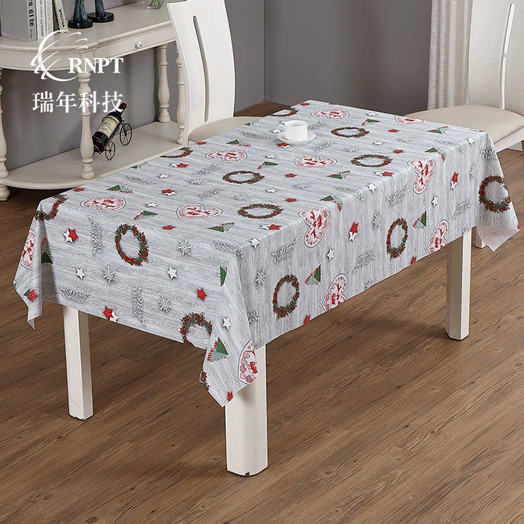 RNPT Ruinian【Заводская поставка】 Скатерть с рождественским принтом, домашняя столовая скатерть, водонепроницаемая и маслостойкая Скатерть из ПВХ