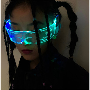 Cyberpunk Future Technology Sensory Glases Science Fiction Led Buni ins мужчины, раздувающие сетевые красные женские батончики зеркало