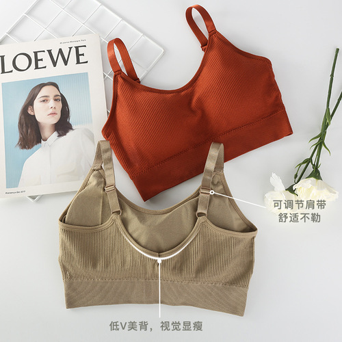 Bear Thread Beautiful Back Underwear Gathered No Wires Sports Camisole with Breast Pads Student Girls Wrapped Bras and Tube Tops
