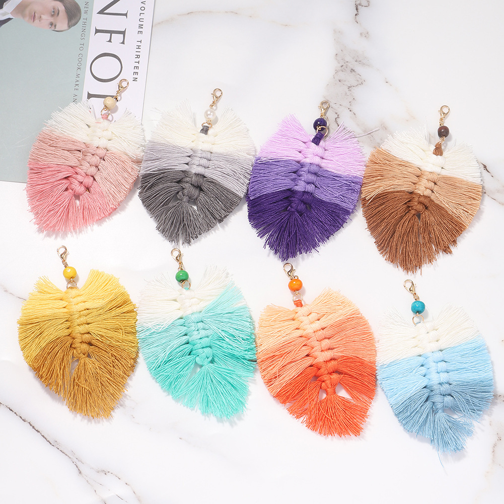 Bohemian Holiday Style New Handmade Cord Woven Colorful Tassel Pendant Key Chain Wholesale display picture 11