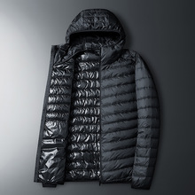 新款羽绒服男轻薄连帽情侣男女式白鸭绒纯色外套团购LOGO冬季款