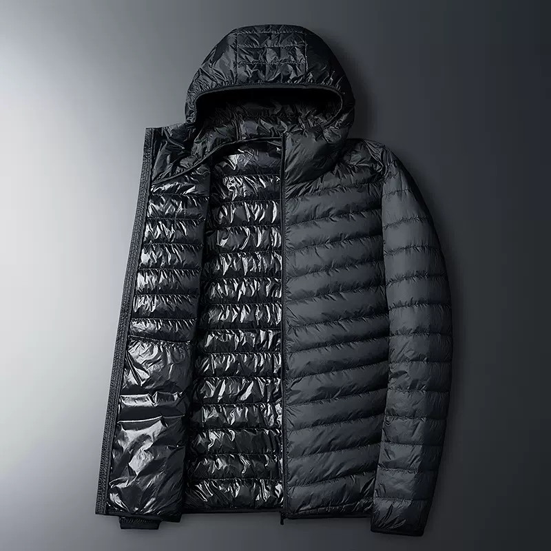 新款羽绒服男轻薄连帽情侣男女式白鸭绒纯色外套团购LOGO冬季款