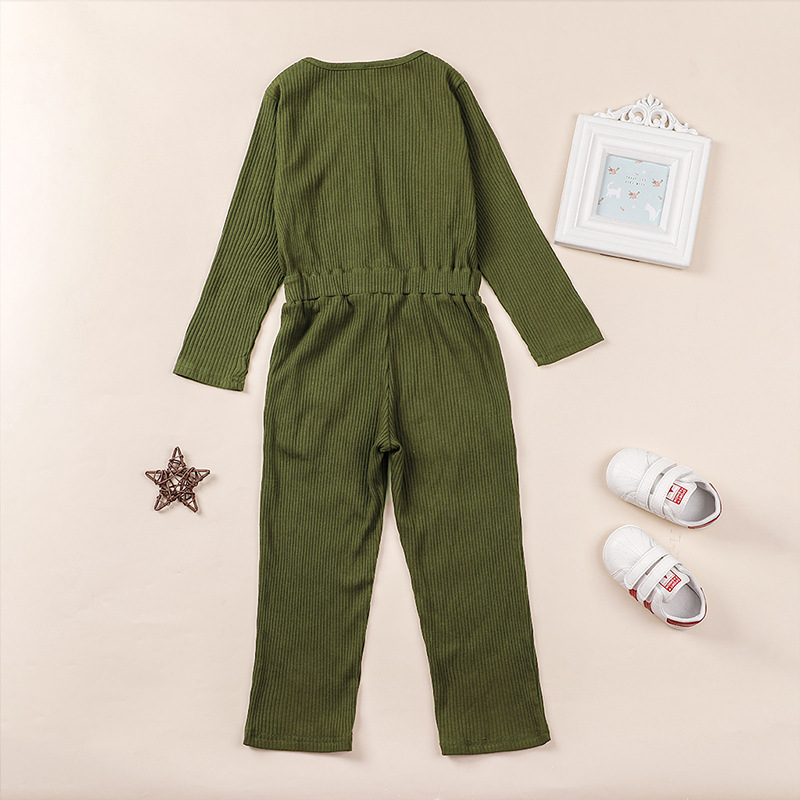 Children's Long-sleeved Jumpsuit Pure Color  Trousers display picture 3