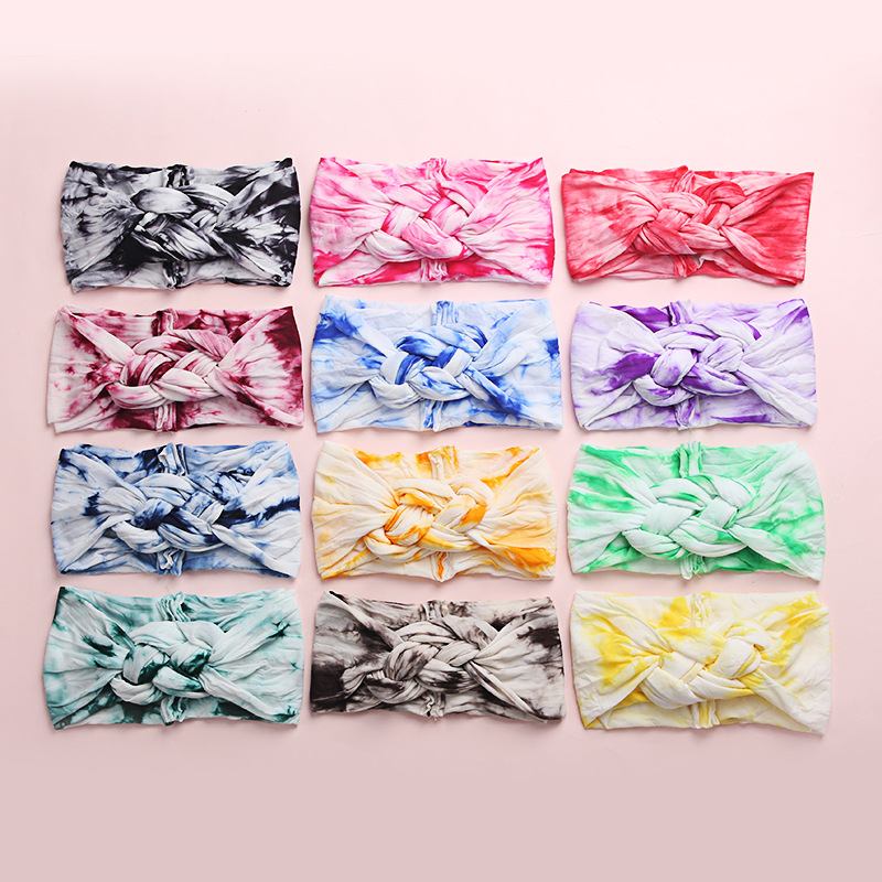 Baby Cute Hairband Tie Dye Printed Stockings Wide Side Headband display picture 1