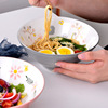 Japanese -style ceramic double -eared soup noodle bowl home bucket bowl noodle noodle noodle ramen bowl retro fruit salad bowl