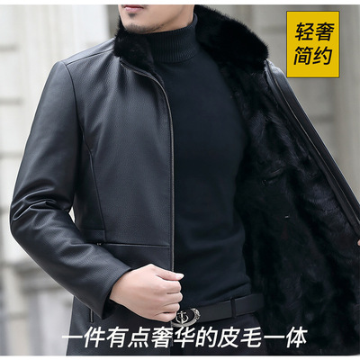 Castle 2020 winter high-grade Sheepskin middle age man genuine leather leather clothing mink Internal bile Fur one Direct selling