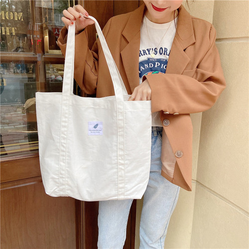 910242 coffee simple solid color small fresh ins literary retro forest style women's one-shoulder canvas bag tote bag