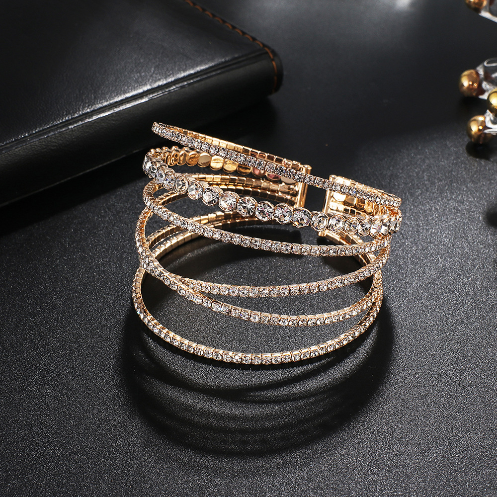 Style De Fée Couleur Unie Strass Placage Femmes Bracelets Manchette display picture 3