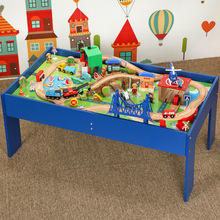91片小火車軌道桌玩具兼容托馬斯木質火車玩具套裝