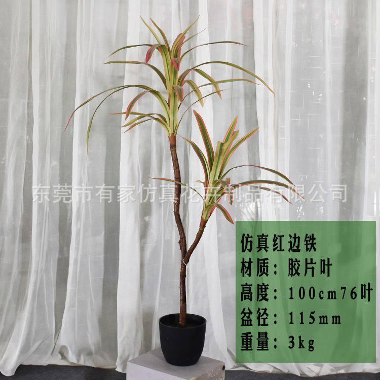 Decoración suave para árbol de hierro de sangre de dragón artificial Nórdico madera brasileña falsa decoración de maceta artificial planta tropical paisaje paisajismo