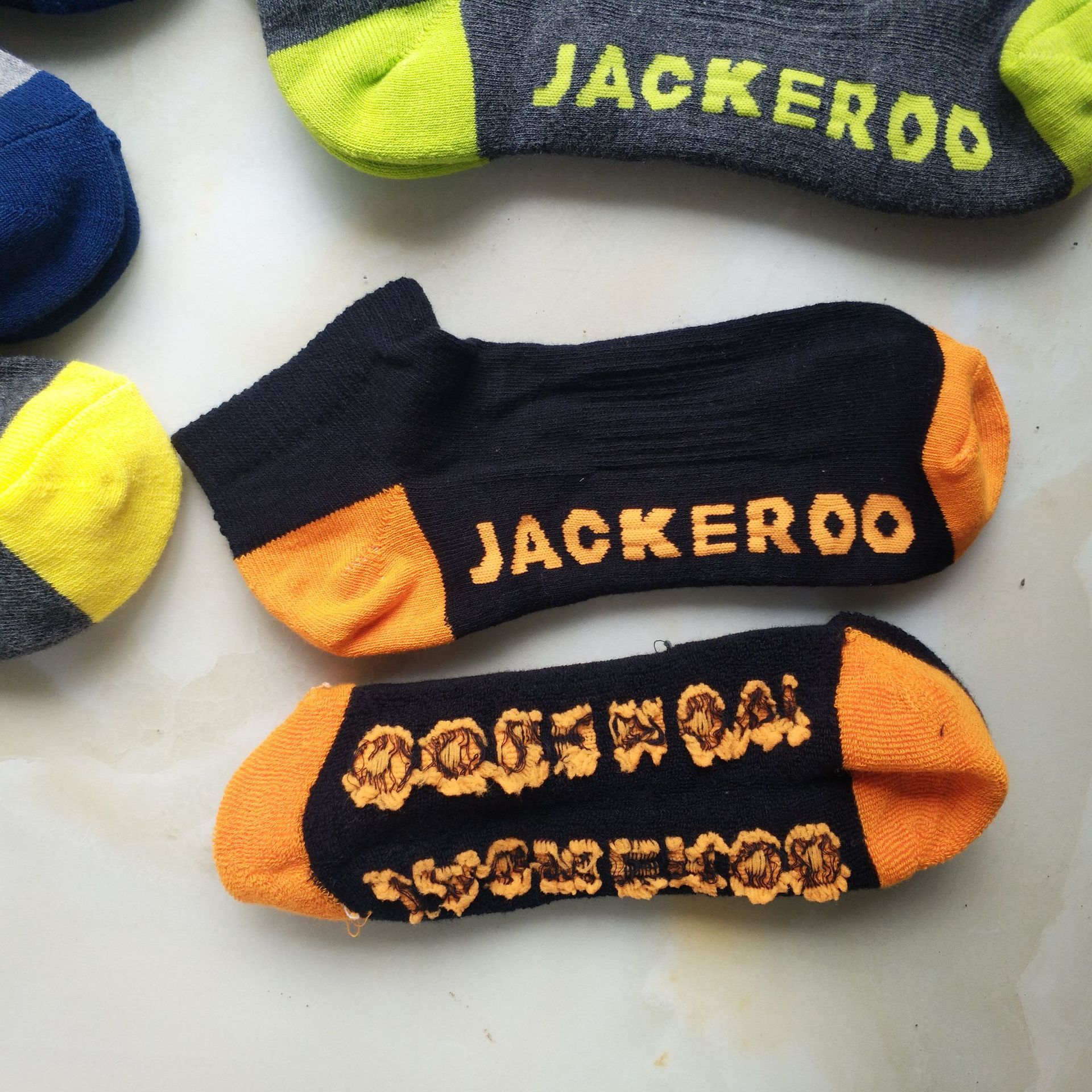 外贸尾单纯棉男船袜字母Logo毛巾底加厚弹力好保暖吸汗10双赠品|ms