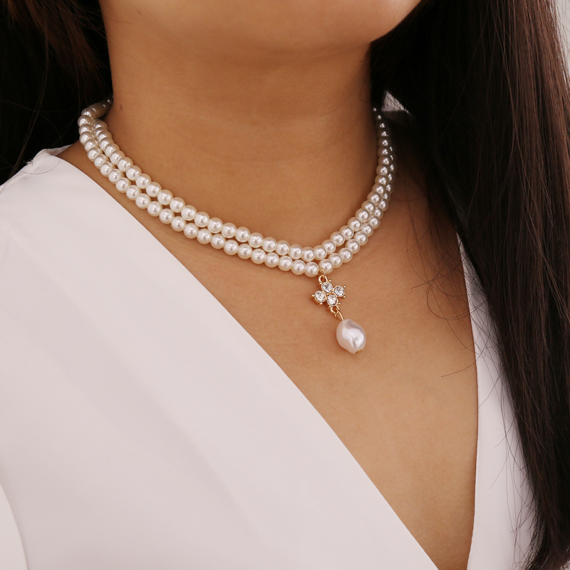 Collar Geométrico De Perlas De Diamantes De Imitación De Moda Al Por Mayor display picture 1