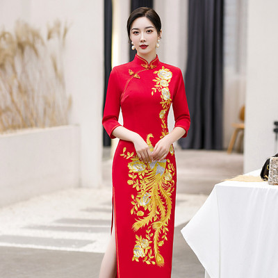 Chinese Dress Qipao for women cheongsam Red cheongsam embroidered wedding dress