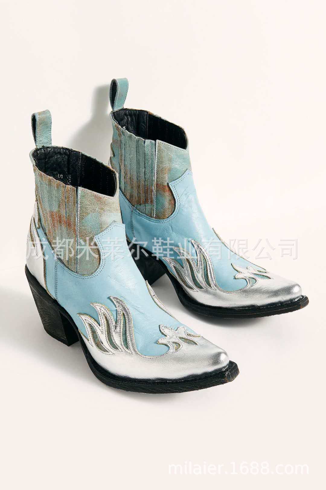 外贸新款女圆头人造PU欧美女式皮靴套筒骑士靴透气罗马靴中跟女鞋