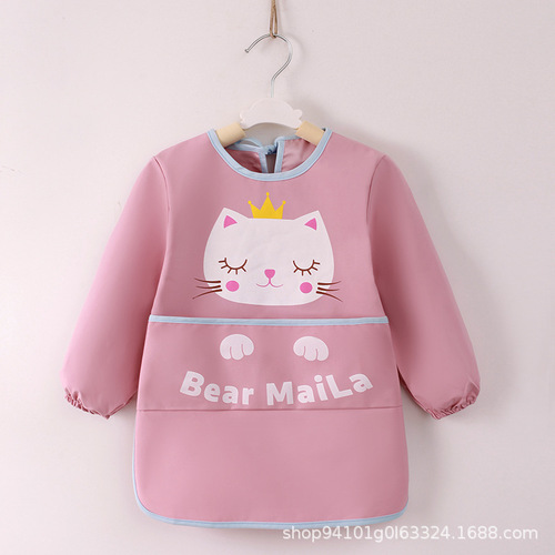 Children's Coverall for Autumn/Winter, Baby Eating Coverall, Waterproof and Stain-Proof, Extended Length Apron, Eating Pouch, Kindergarten Painting Clothes