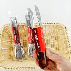 Third-line stainless steel food tongs, food tongs for frying, barbecue, steak and steamed buns, bread and barbecue tongs for one-yuan department stores