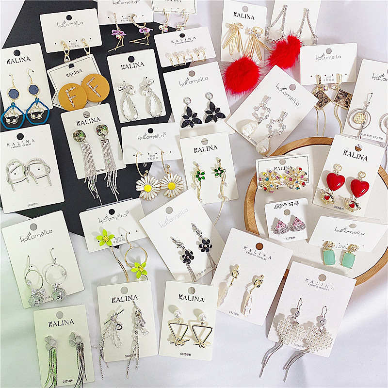 卡拉美拉日韓簡約長款流蘇耳環S925銀針水晶貝珠鑲鑽耳釘混批女