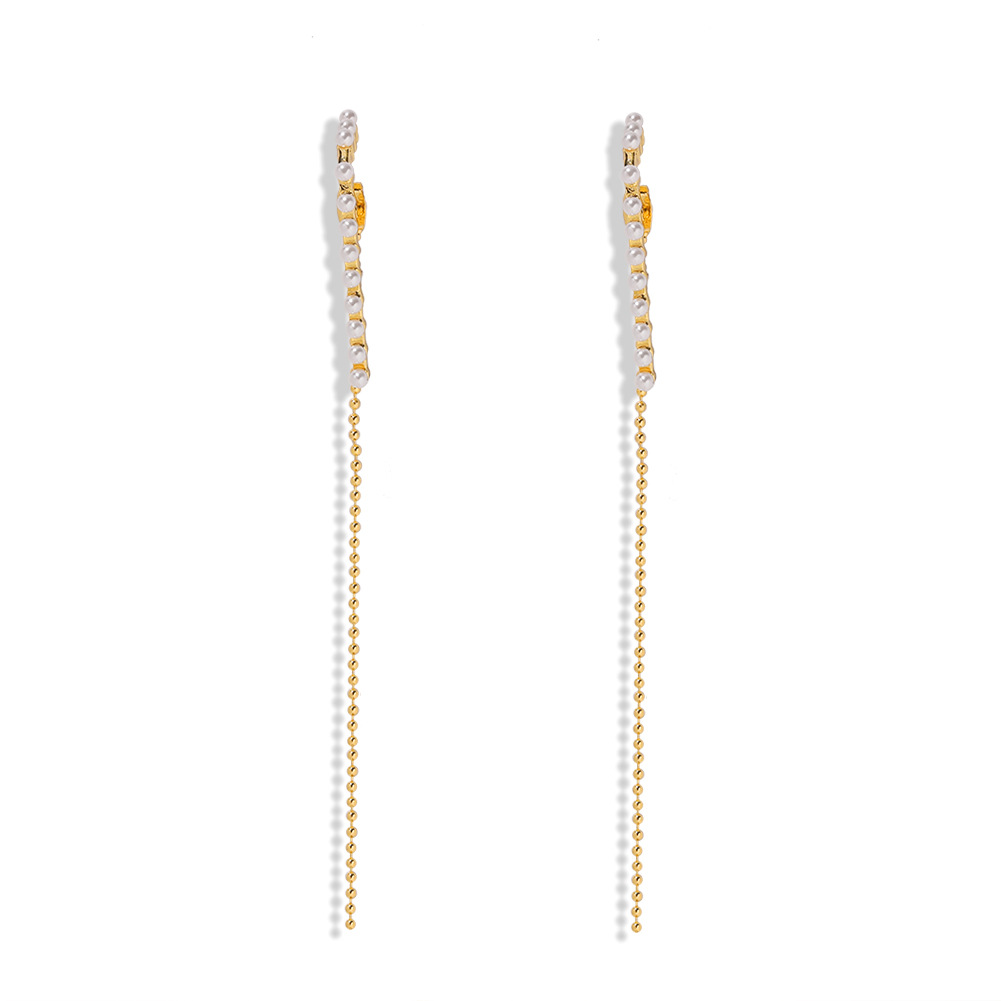 925 Silver Needle Fashion Simple Alloy Pearl Earrings Ball Tassel Earrings Women display picture 9