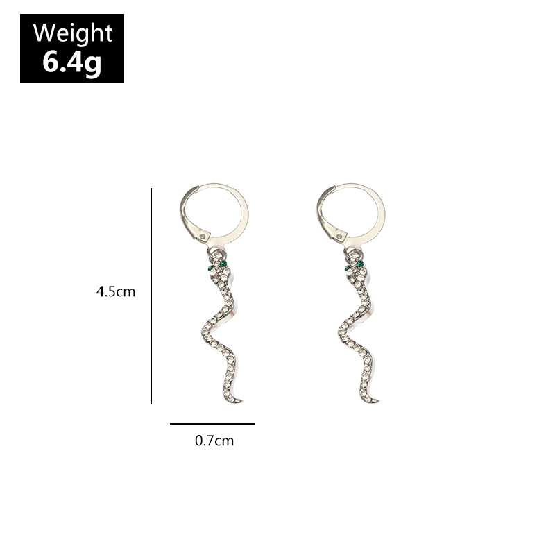 New Retro Fashion Snake-shaped Earrings Texture Silver Diamond Curved Earrings For Women Wholesale display picture 24