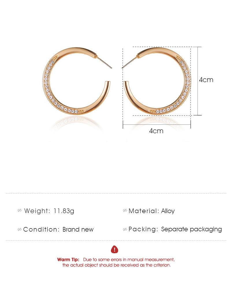 Hot Selling Earrings Temperament Simple Zircon C-type Earrings Cold Wind Minimalist Round Opening Earring Wholesale display picture 1