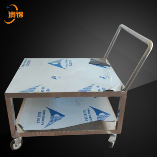 Factory Wholesale 304 Flat Trolley Stainless Steel Double-Decker Cart Stainless Steel Material Turnover Vehicle Custom