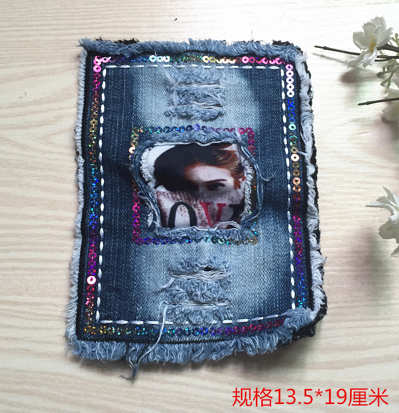 Denim pegatinas ropa de dibujos animados parche agujero parche de gran tamaño Denim pantalones rodilla codo pegatinas moda apliques Denim