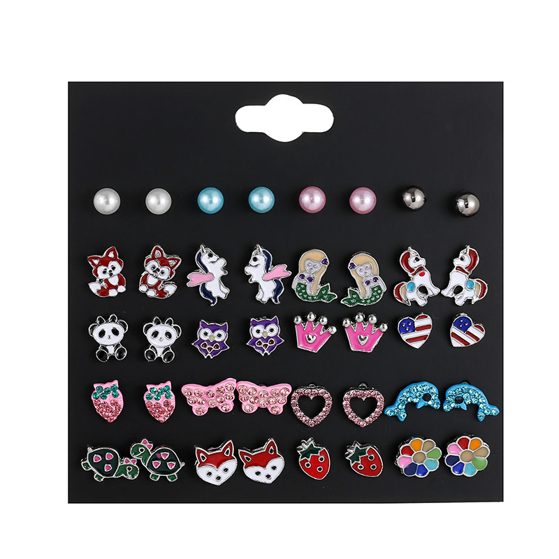 Fashion New Blue Animal 20 Pairs Of Christmas Butterfly Alloy Earrings Set display picture 6