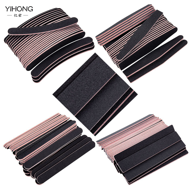 红心黑色指甲锉打磨条长圆形粗细双面修指甲搓条砂条磨砂美甲工具