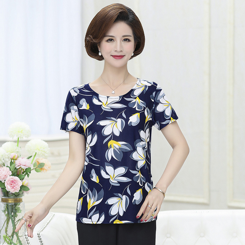 Fashion Loose And Fat Plus Large Size Short Sleeve T-Shirt Summer Mother'S Top Bottom Coat