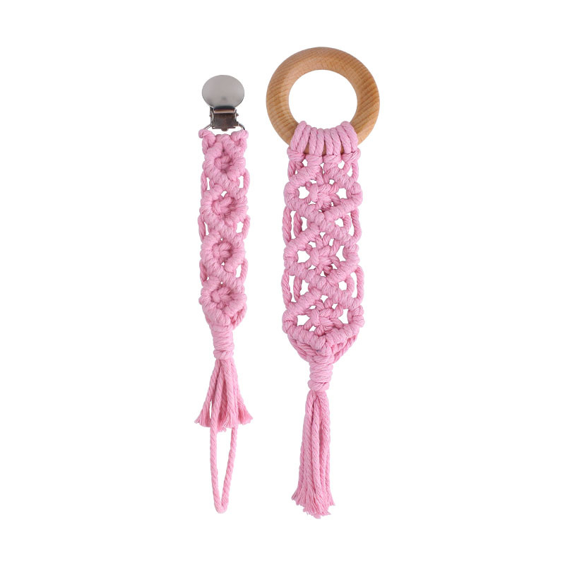 Popular plana pezón clip de haya anillo de juguete de los niños DIY bebé creativo hecho a mano tejido pezón cadena traje