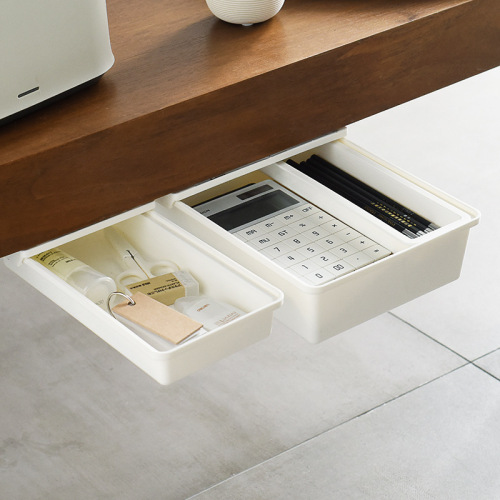 Creative under-desk adhesive drawer-type pen holder storage hidden adhesive pen box office stationery miscellaneous storage box