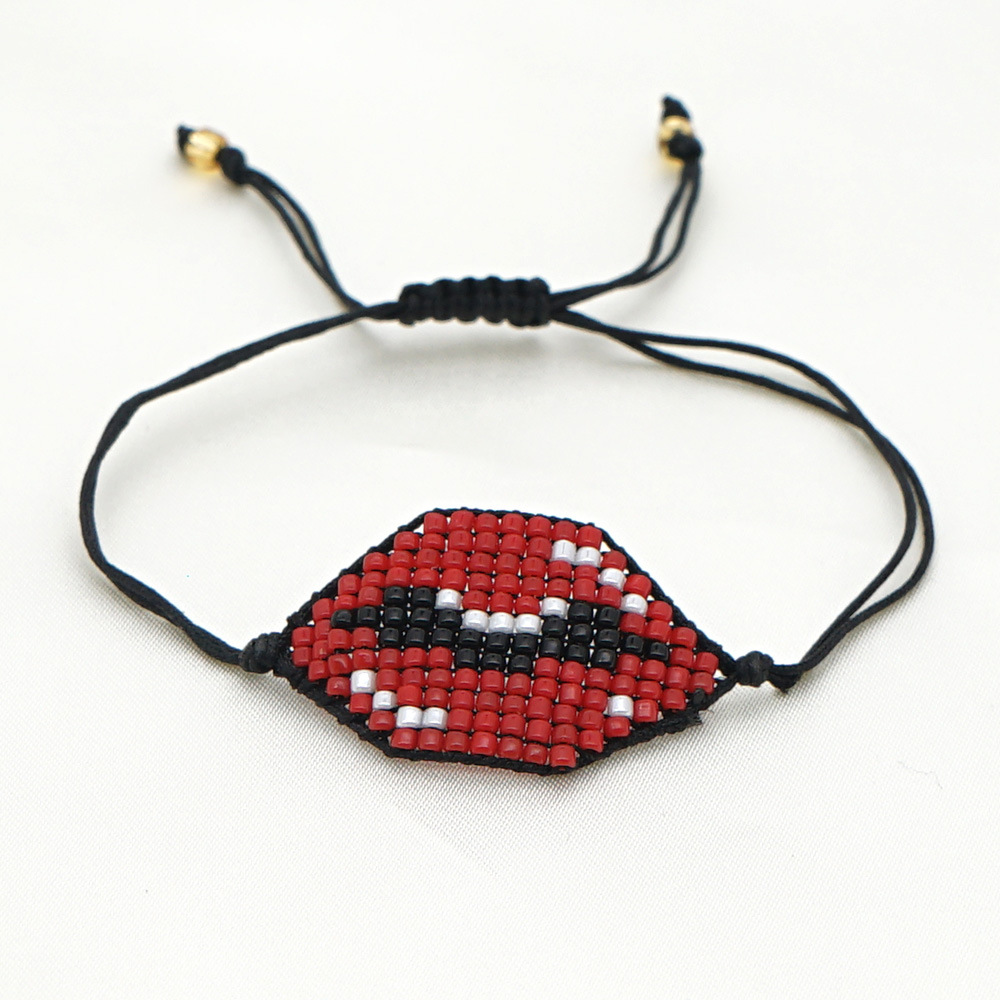 New Fashion Bracelet Ethnic Bracelet Mgb Rice Beads Hand-woven Red Lips Bracelet display picture 1