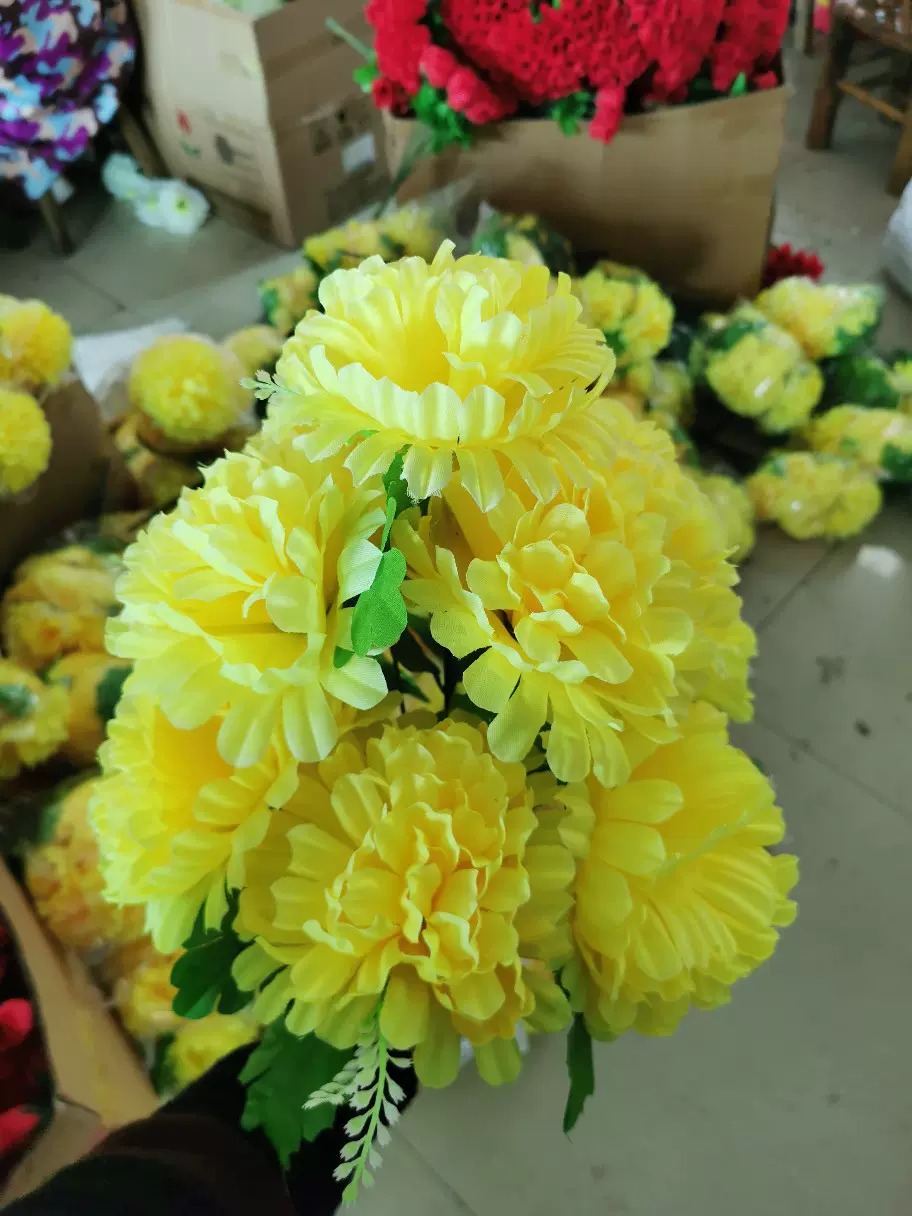 12头大丽菊清明花仿真花绢花插花