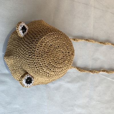 可爱眼睛手工卡通帽新款平沿儿童帽两根长条带|ru