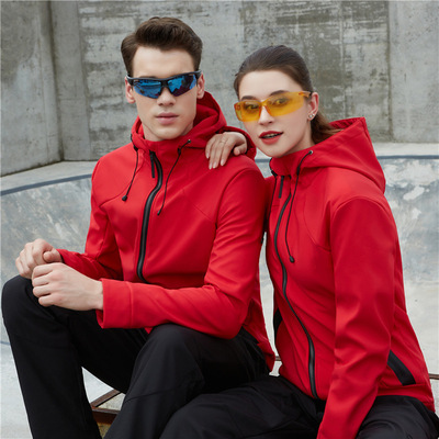 批发新款户外单层冲锋衣春季抓绒软壳衣男女款秋冬工作服定制logo|ms