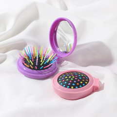 廠家 捲髮梳順發梳摺疊梳子彩虹美發梳按摩梳翻蓋式摺疊按摩梳子