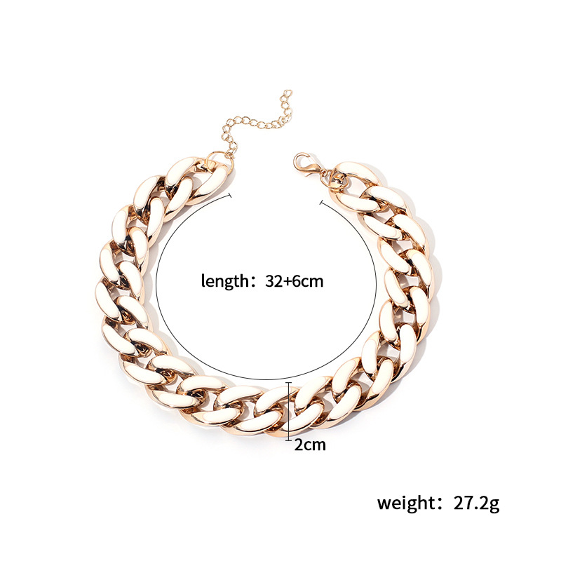28g Weight Necklace Classification Wedding, Travel Occasion Unisex Gender Plating Design Simple Style Style White, Gold, Black Color Fashion Simple Thick Chain Women's Necklace Wild Style Hiphop Port Style Accessories Jewelry Nihaojewelry 无