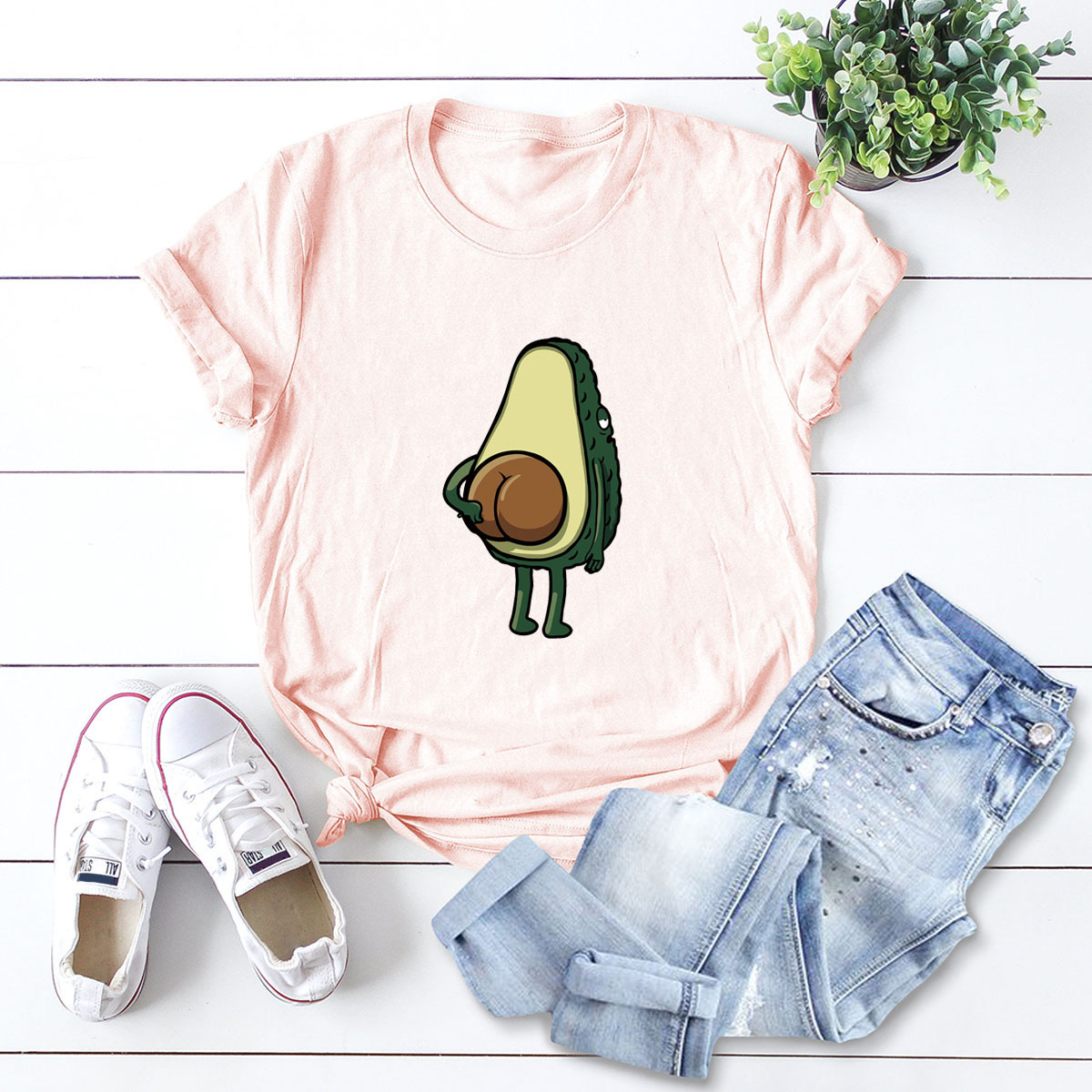 Creative Fun Spoof Avocado manga corta cómoda camiseta casual NSSN325