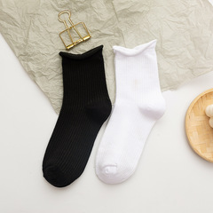 日系學生襪子可愛女配蕾絲洛麗塔夏季卷邊簡單中筒