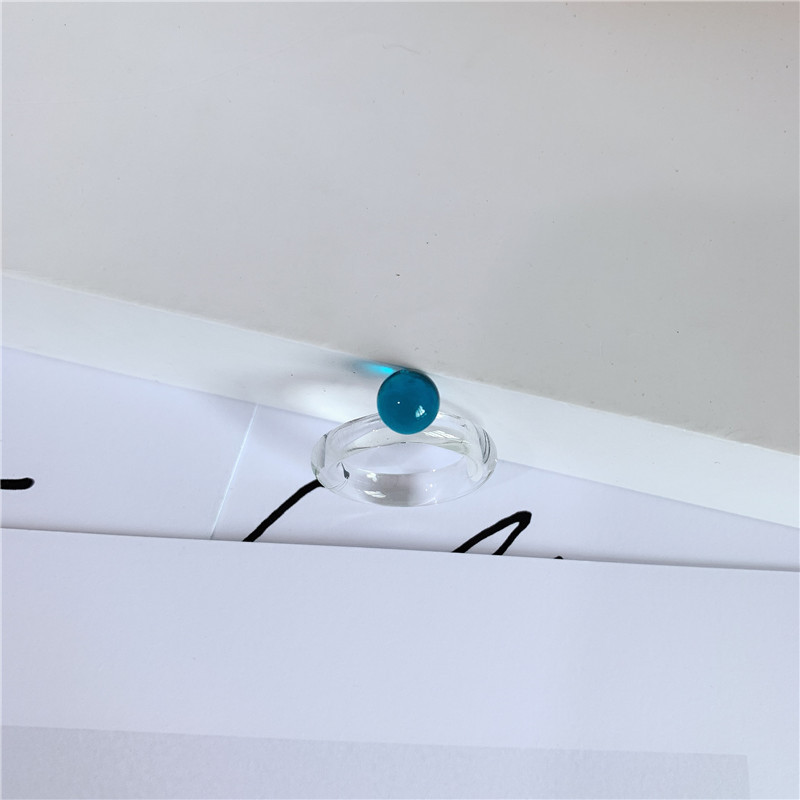 Europäisches Und Amerikanisches Ins-stil Französisches Design Glas Durchsichtiger Mehrfarbiger Transparenter Ring Zeigefinger Ring Mode Personal Isierter Ring display picture 10