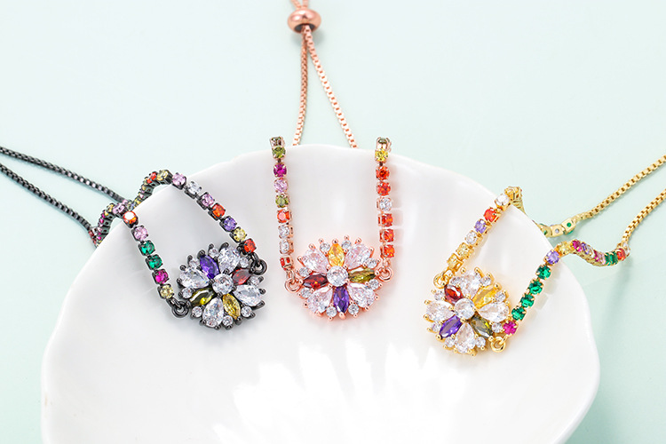 Plating Design Korean Color Zircon Full Diamond Snowflake Copper Bracelet