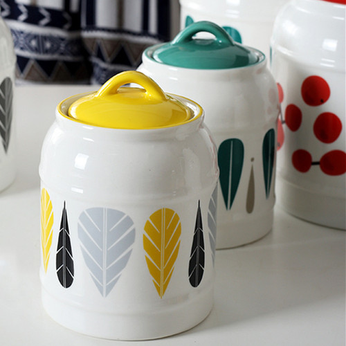 Cross-border Amazon Kitchen Ceramic Sealed Jar Tea Lard Jar Cat and Dog Food Barrel Storage Jar Soft Decoration Ornaments