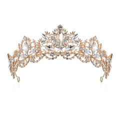 高檔水晶鑽髮飾女王派對頭飾新娘大皇冠發箍舞蹈頭冠外貿貨源