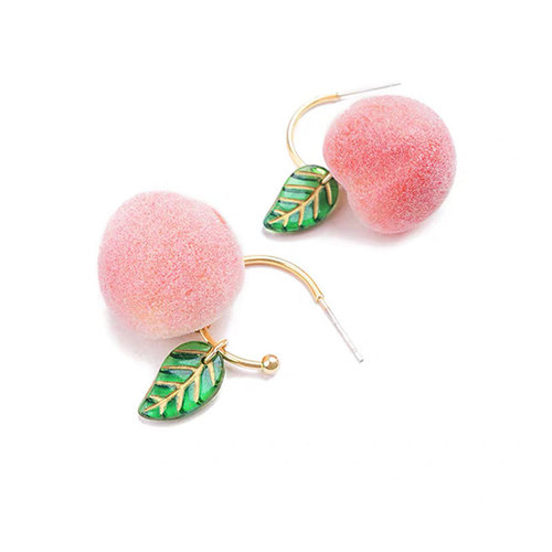 Korean New Stylish and Versatile Peach Ear Drops, High-Grade Cute Acrylic Earrings, High-Quality Wholesale
