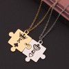 European, American, European and American hot -selling pop -up stainless steel couple neck chain king queen crown stitching pendant